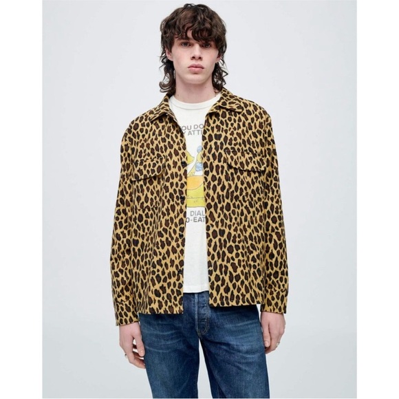 RE/DONE Men’s Leopard Print Long Sleeve Shirt Size Medium - Picture 1 of 9